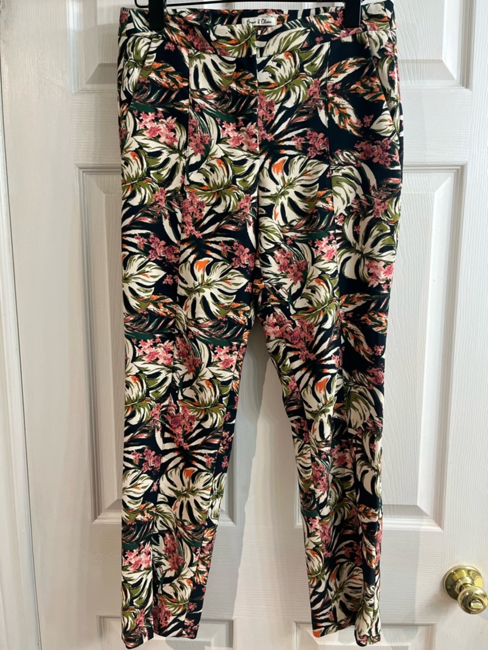 Emma & Olivia Tropical Floral Zip-Front Pants | Boho Resort Chic size 6